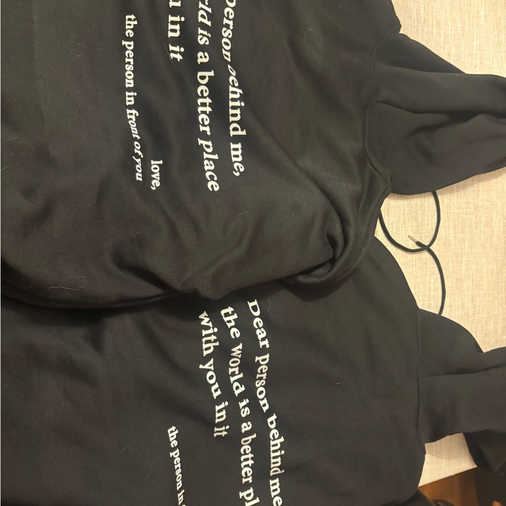 Black Pullover Sweatshirt with White Inspirational Text